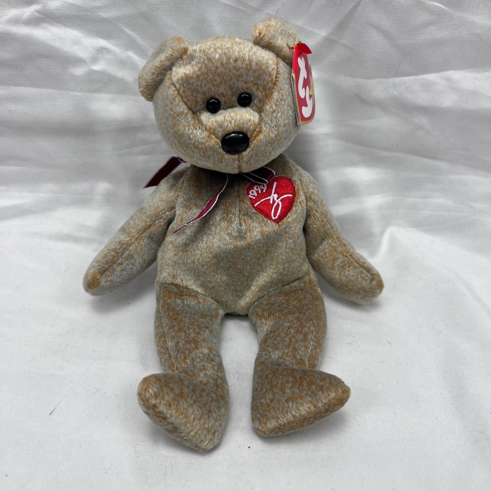 Ty Beanie Babies 1999 Signature Bear Vintage Collectible Tan Mottled Plush Toy